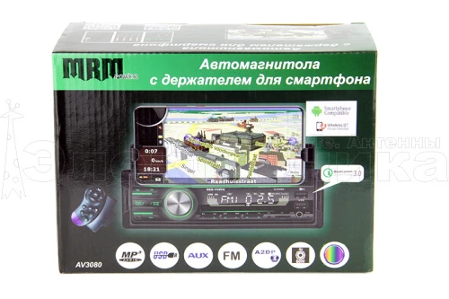 автомагнитола 1din mrm av3080 bt, lcd экран/пульт ду/fm радио/2 usb/ qc3.0/ 4*60 w/радиатор/7 цветов  фото