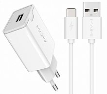 блок питания maimi t7, 5в, 2,4а,  шнур ios lightning 1 м,  зарядное устройство, 1 usb выход  фото