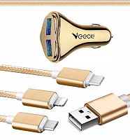 зу в прикуриватель на 2 гнезда usb veecle hm-c13 (2100ma,5v)/100  фото