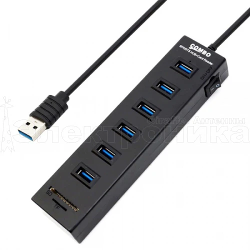 концентратор usb (hub) + картридер орбита ot-pcr06 (hb-116) на 6 гнезд (sd,tf)  фото