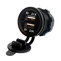 разъемы usb sku-a6 в авто (встраиваемые) 12v-24v 2usb (круглый) 4.2a  фото