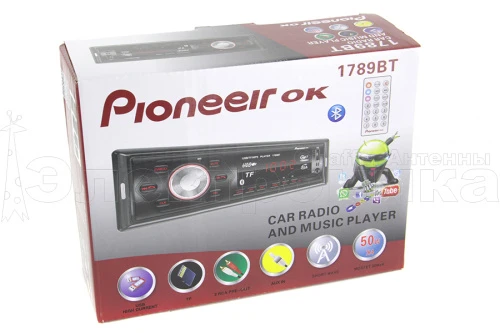 автомагнитола mp3 pioneeirok  led-1789 bt с охладителем (радио,usb,bluetooth)/20  фото