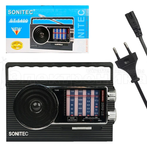 радиоприемник переносной sonitec st-5400 черный, usb/sd/bluetooth проигрыватель 200w  фото