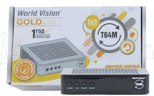 Ресивер  эфирный HD (DVB-T2)          World-Vision T64M  пласт, экран, кнопки,  от магазина Электроника GA