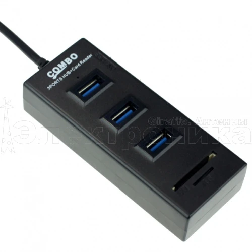 концентратор usb (hub) + картридер орбита ot-pcr05 (hb-114) на 3 гнезда (sd,tf)/100  фото