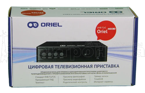 Ресивер цифровой Oriel 403 D эфирный DVB-T2/C тв приставка ТВ без абонплаты TV-тюнер медиаплеер от магазина Электроника GA