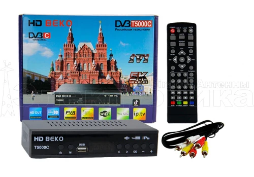 Ресивер цифровой HD BEKO КрПл эфирный DVB-T2/C тв приставка бесплатное тв TV-тюнер медиаплеер от магазина Электроника GA